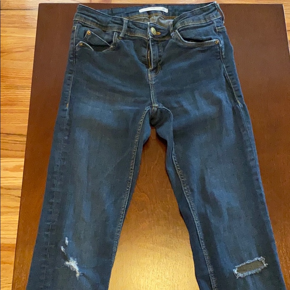 Dark denim ripped jeans